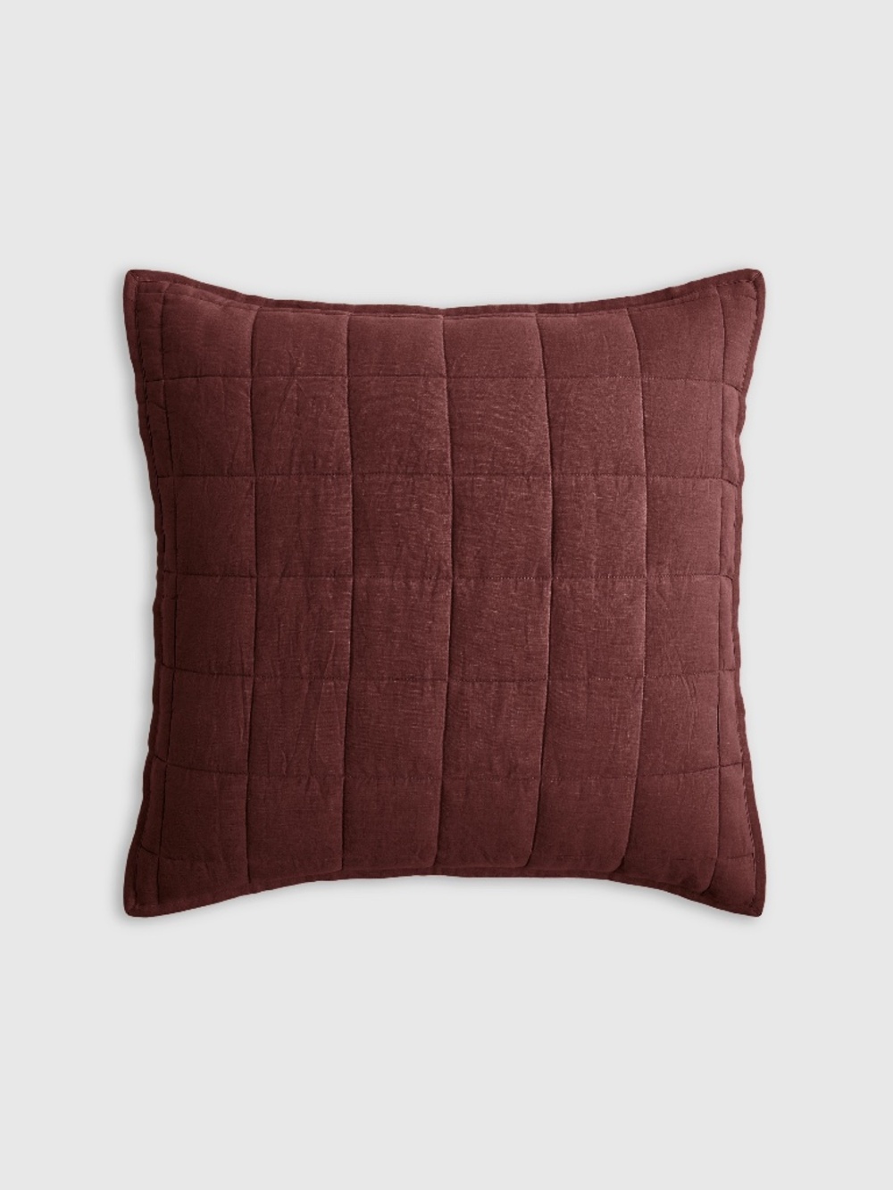 New Quince European Linen Box Quilted Euro Sham Burgundy